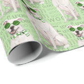 Funny Dog Lover White Pit Bull Winter Scarf Cadeaupapier (Rol Hoek)