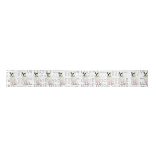 Funny Dog Lover White Pit Bull Winter Scarf Satijnen Lint (Voorkant)