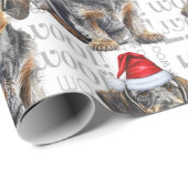 Funny Dog Lover Wirehair Dachshund in a Santa Hat Cadeaupapier (Rol Hoek)