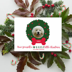 Funny Dog Lover's Christmas Wreath Your Dog Foto Feestdagenkaart