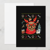 Funny Dog lovers Cute Pug Reindeer Antlers Ugly Ch Feestdagenkaart (Voorkant / Achterkant)