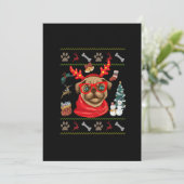 Funny Dog lovers Cute Pug Reindeer Antlers Ugly Ch Feestdagenkaart (Staand voorkant)