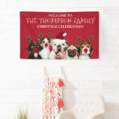 Funny Dog Lovers, Familienaam, Kerstfeest Spandoek (Insitu)