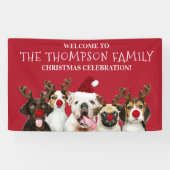 Funny Dog Lovers, Familienaam, Kerstfeest Spandoek (Horizontaal)