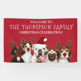 Funny Dog Lovers, Familienaam, Kerstfeest Spandoek