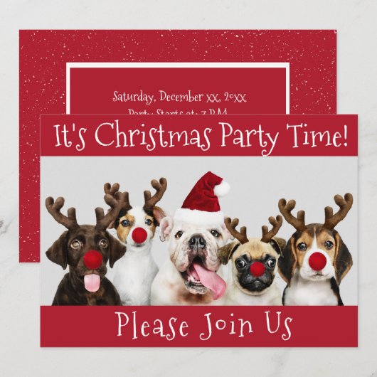 Funny Dog Lovers, Kerstfeest Kaart (Voorkant / Achterkant)