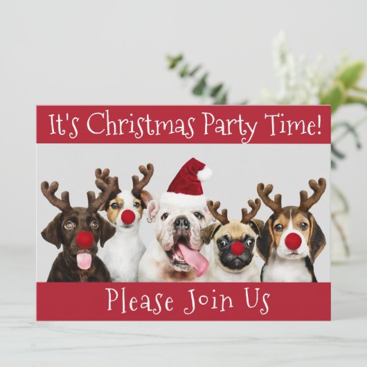 Funny Dog Lovers, Kerstfeest Kaart (Staand voorkant)