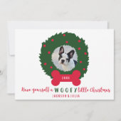 Funny Dog Lover's kerstmis met Dog Foto Feestdagenkaart (Voorkant)
