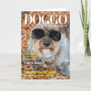 Funny Dog Magazine Style Birthday Kaart