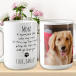 Funny Dog mam Persoonlijke foto Pet Koffiemok<br><div class="desc">Verrassend de Dog Mam deze Moederdag, haar verjaardag of elke gelegenheid met deze super schattige en grappige mok van haar hond. "Als iemand anders mijn moeder was, kauw ik op hun schoenen, poep op hun tapijt en ga je zoeken!" Maakt een perfect cadeau van de hond! Personaliseer met de favoriete...</div>