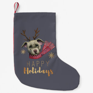 Funny Dog met Antlers Prettige feestdagen Kleine Kerstsok