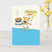 Funny Dog met Birthday Cake Kaart (Gele Bloem)