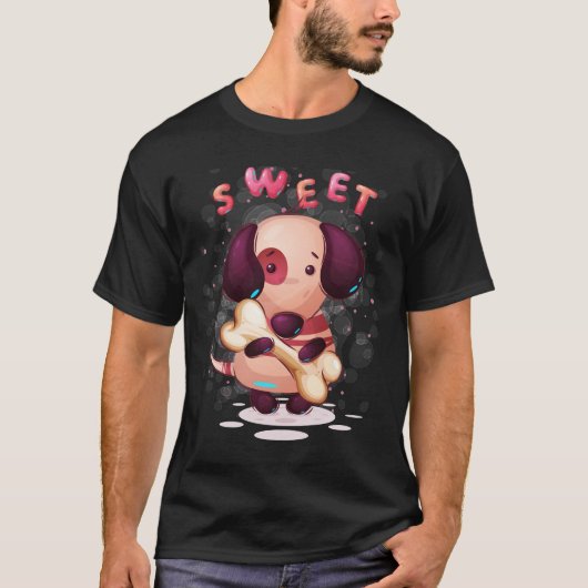 Funny Dog met Bone No. T-shirt (Voorkant)