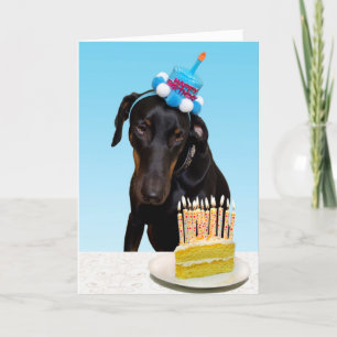 Funny dog met cake Birthday Card Kaart