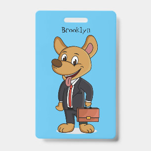 Funny dog met cartoon voor een pak voor een bedrij badge