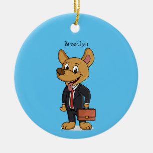 Funny dog met cartoon voor een pak voor een bedrij keramisch ornament