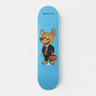 Funny dog met cartoon voor een pak voor een bedrij persoonlijk skateboard