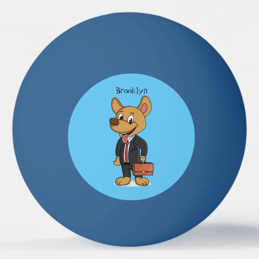 Funny dog met cartoon voor een pak voor een bedrij pingpongbal (Voorkant)