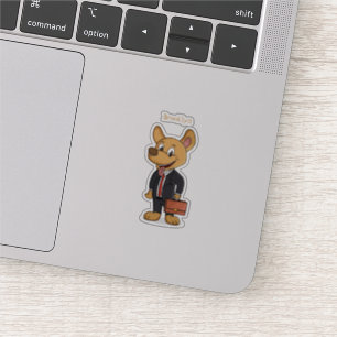 Funny dog met cartoon voor een pak voor een bedrij sticker