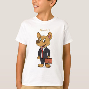 Funny dog met cartoon voor een pak voor een bedrij t-shirt