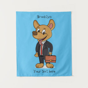 Funny dog met cartoon voor een pak voor een bedrij wandkleed