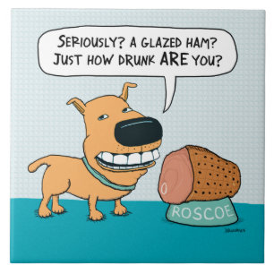 Funny Dog met geglazuurde ham Tegeltje