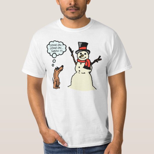 Funny Dog met Snowman-kerstShirt T-shirt (Voorkant)