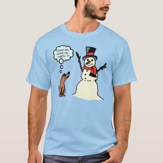 Funny Dog met Snowman-kerstShirt T-shirt (Voorkant)