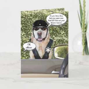 Funny Dog Motorcycle Cop Birthday Kaart
