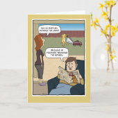 Funny Dog Mowing the Lawn Birthday Kaart (Gele Bloem)