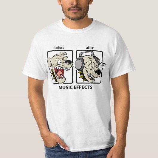 Funny Dog Music-effecten T-shirt (Voorkant)