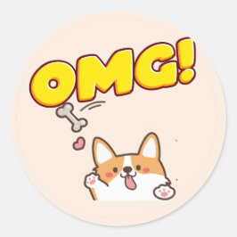 Funny Dog OMG Ronde Sticker