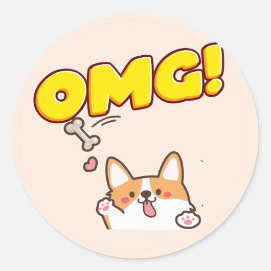 Funny Dog OMG Ronde Sticker (Voorkant)