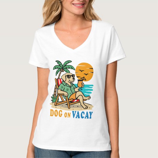 Funny Dog on Vacation T-Shirt | Cute Summer (Voorkant)