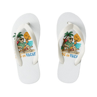 Funny Dog on Vacation T-Shirt | Cute Summer Kinder Teenslippers