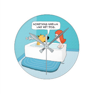 Funny Dog op buisjes nat dog Smell Ronde Klok