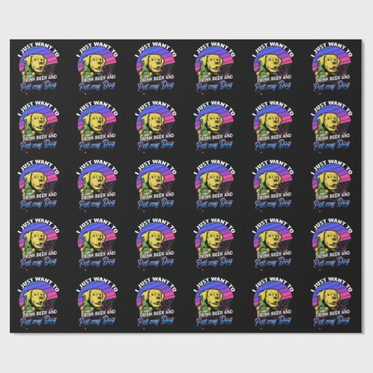 Funny Dog Owner Beer Drinker Cadeaupapier (Vlak)