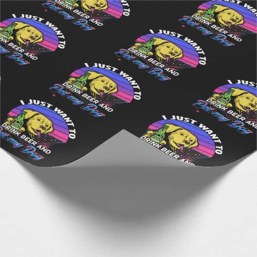 Funny Dog Owner Beer Drinker Cadeaupapier (Hoek)