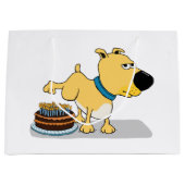 Funny Dog Peeing op Birthday Cake Groot Cadeauzakje (Voorkant)