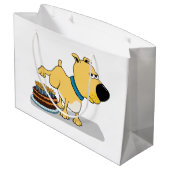 Funny Dog Peeing op Birthday Cake Groot Cadeauzakje (Achterkant Gekanteld)