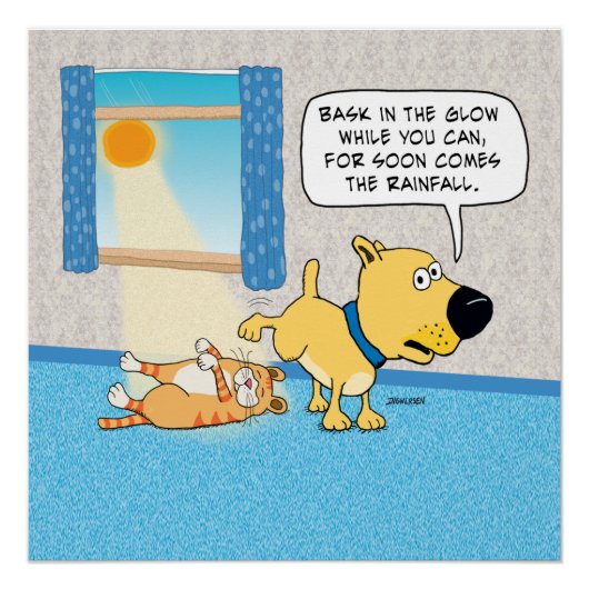 Funny Dog Peeings over het Poster van de kat (Voorkant)