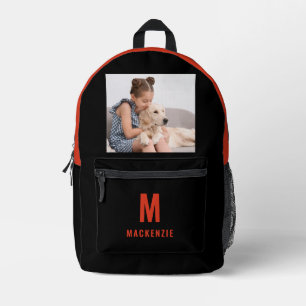 Funny Dog Pet Foto Sinaasappel Monogram Gepersonal Bedrukte Rugzak