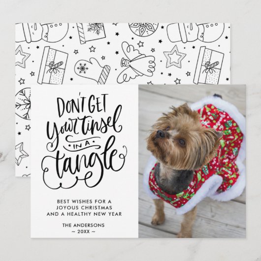 Funny Dog Pet Foto Typografie Kerstmis Feestdagenkaart (Voorkant / Achterkant)