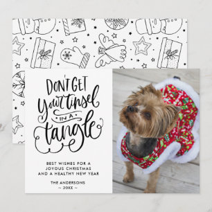 Funny Dog Pet Foto Typografie Kerstmis Feestdagenkaart
