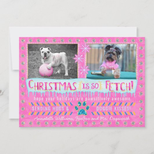 Funny Dog Pet Kerstfeestdag Foto | So Fetch Feestdagenkaart (Voorkant)