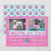Funny Dog Pet Kerstfeestdag Foto | So Fetch Feestdagenkaart (Voorkant / Achterkant)