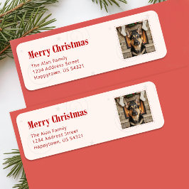 Funny Dog Pet Photo Merry Christmas Return Address Etiket