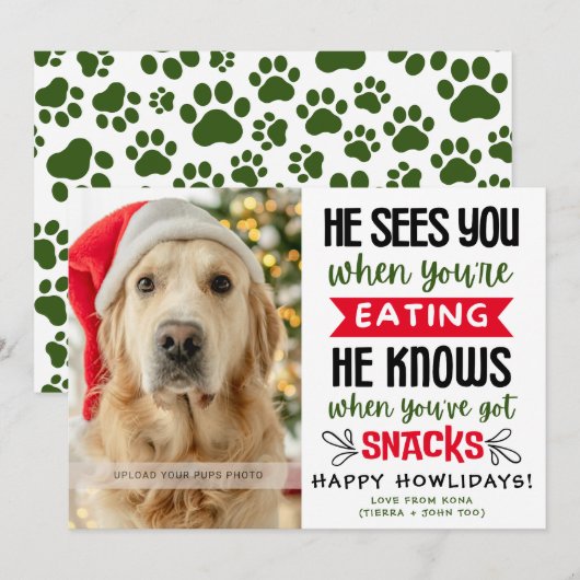 Funny Dog Photo Christmas Picture Personalized Feestdagenkaart (Voorkant / Achterkant)
