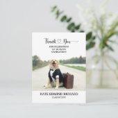 Funny Dog Photo Gepersonaliseerd Afstuderen Dank j Briefkaart (Staand voorkant)