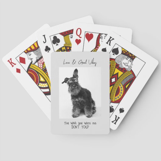 Funny Dog Photo Love Good Vibes Plays Pokerkaarten (Achterkant)